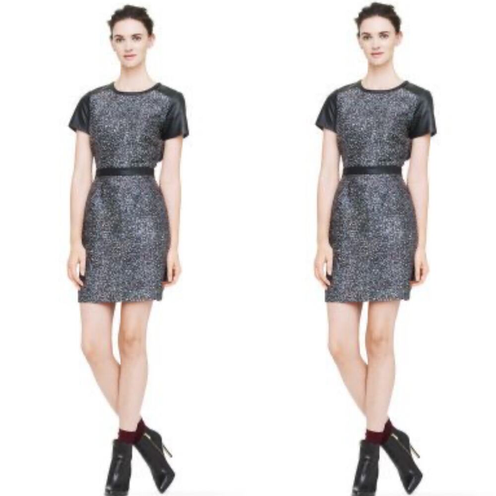 Club Monaco Jillian Leather Silk Dress